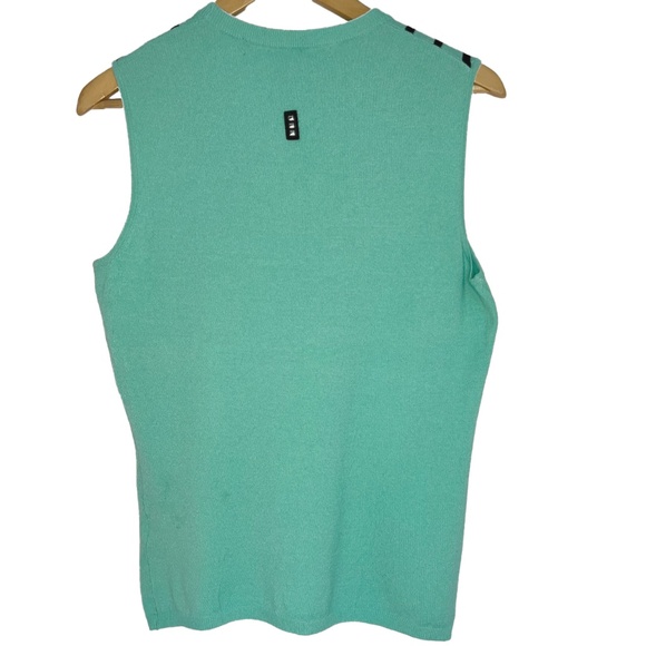 Jamie Sadock Sleeveless Knit Top – Teal with Yellow & Black Stripes - Picture 2 of 9